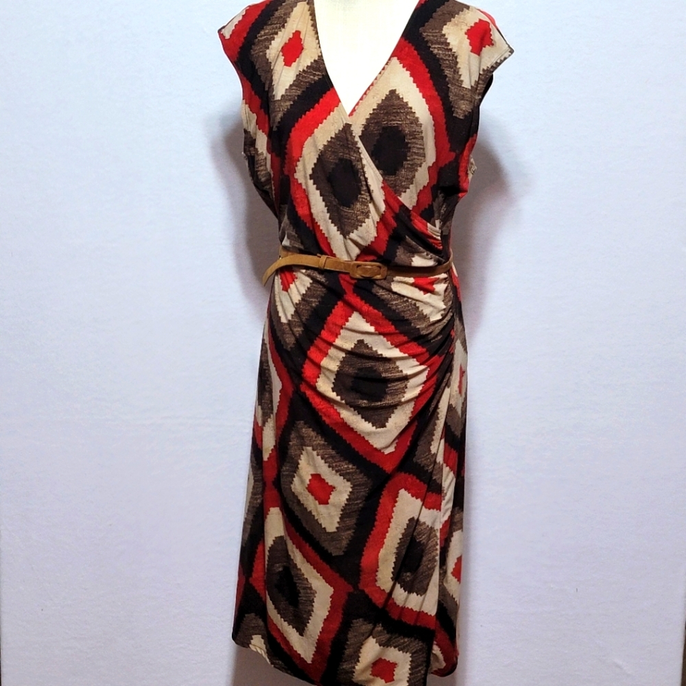 LAUREN RALPH LAUREN Stylish Geometric Print Dress SIZE XL. #651